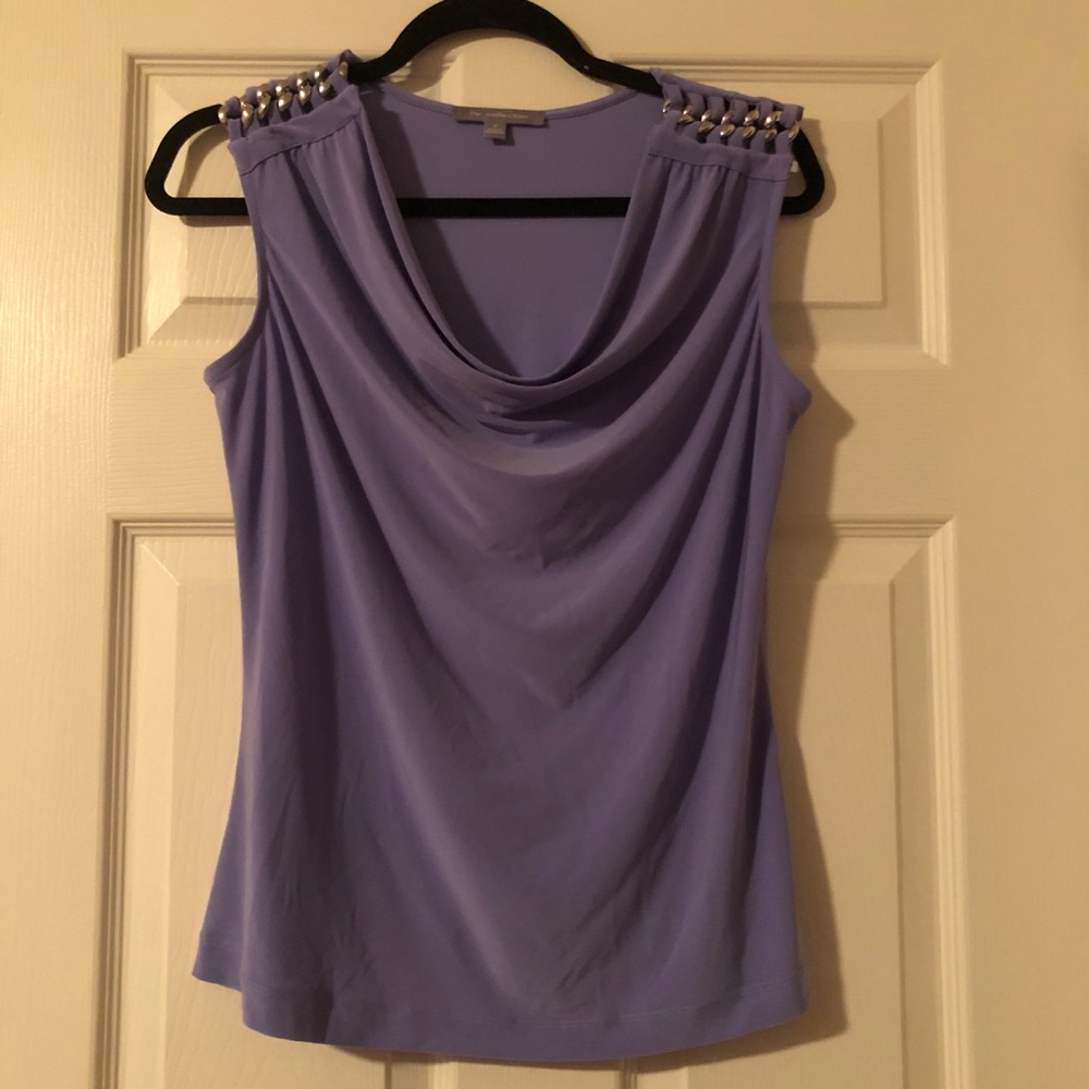 Drape Neck Sleeveless Blouse Lavender